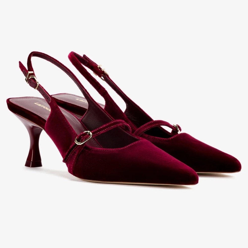 Larroude Ines Pump In Wine Velvet - Picture 2 of 11